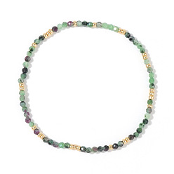 Рубин В Цоизита Натуральные рубины в цоизите, браслеты из эластичной ленты с бусинами, Украшения из стеклянного бисера для женщин, круглые