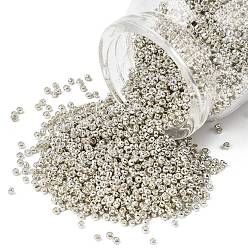 с Покрытием Серебра 12/0 Electroplate стекло бисер, круглое отверстие Rocailles, со серебряным покрытием, 2x2 мм, отверстие : 0.5 мм