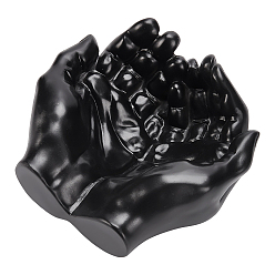 Black Resin Hand Shaped Decorative Jewelry Trays, for Rings Earrings Bracelets Keys, Black, 13.5x14.5x6.9cm