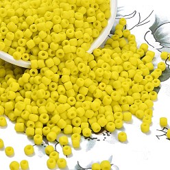 Желтый Матовые непрозрачные 6/0 стеклянные бусины, круглые, желтые, 4~5x2.5~5 мм, отверстие : 1 мм, около 4500 шт / упаковка, 440~450 г / мешок