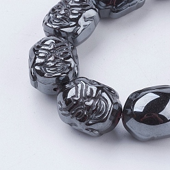 Non-magnetic Hematite Non-magnetic Synthetic Hematite Beads Strands, Arhat Head, 21.5x16.5x15mm, Hole: 1.5mm, about 9pcs/strand, 7.5 inch(19cm)