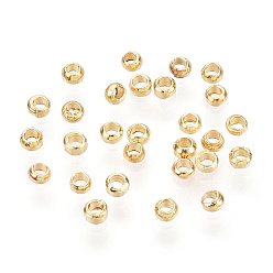 Light Gold Зажимные бусины из латуни, долговечный, рондель, золотой свет, 2x1.5 мм, отверстие : 1 мм, Около 500 шт / 5 г