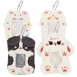 Mixed Shapes 4 шт. 4 стили милые животные плюшевый держатель для фотокарт с пластиковой шариковой цепочкой, мини-держатель для фотокарточек, разнообразные, 175~215 мм, 1 шт / стиль