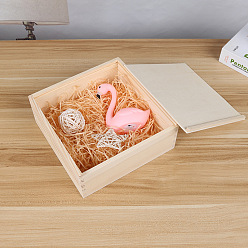 PapayaWhip Wooden Storage Boxes, with Cover, Square, PapayaWhip, 20x20x8cm