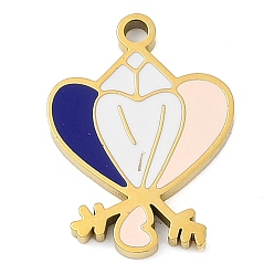 Разноцветный 304 подвески из нержавеющей стали, с эмалью, золотые, шарма сердца, красочный, 17x12.5x1.7 мм, отверстие : 1.4 мм
