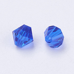 Blue Imitation Austrian Crystal Beads, Grade AAA, Faceted, Bicone, Blue, 6x6mm, Hole: 0.7~0.9mm