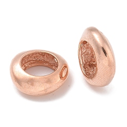 Розовое Золото Стойки обшивки латунные бусины, долговечный, без свинца и без кадмия, плоско-круглые, большое отверстие шарик, розовое золото , 17.5x6 мм, отверстие : 10.6 мм