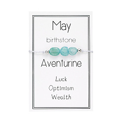 Авантюрин Браслеты из бисера с натуральным авантюрином для мужчин и женщин, с подарочной картой, для подарка на день рождения, периметр: 6-1/4~11 дюйм (16~28 см)