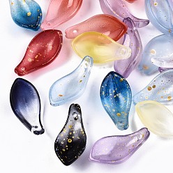 Mixed Color Glass Pendants, Mixed Style, Petal, Mixed Color, 22~23x11x6mm, Hole: 1.2mm