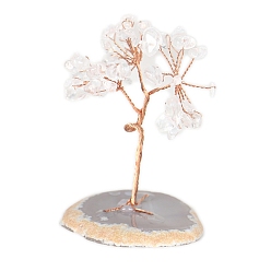 Хрусталь Кристаллы натурального кварца украшения дерево жизни, медная проволока фэн-шуй энергетический камень подарок для домашнего офиса украшение рабочего стола, 70~80 мм