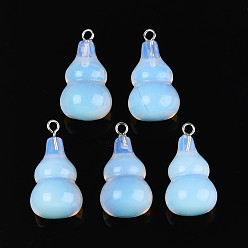 Опал Opalite подвески, тыквенные прелести, с 201 петлями из нержавеющей стали, цвет нержавеющей стали, 24x13.5~14 мм, отверстие : 1.8 мм