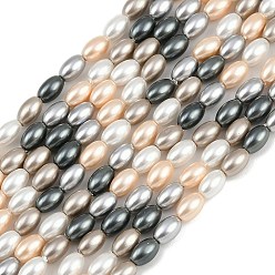 (52) Непрозрачная лаванда Гальванические оболочки жемчужные бусы пряди, рис, разноцветные, 7x4.5 мм, отверстие : 1 мм, около 59 шт / нитка, 16.02'' (40.7 см)