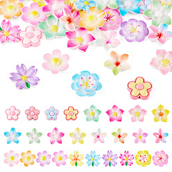 (52) Непрозрачная лаванда 70 шт. 7 стили непрозрачной смолы, эмалированные кабошоны, цветок, два тона, разноцветные, 21~27x22~28x6~8.5 мм, 10 шт / стиль