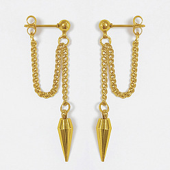 Золотой 304 из нержавеющей стали болтаться серьги, Кулон в виде конуса с цепочкой в виде якоря, золотые, 60 мм