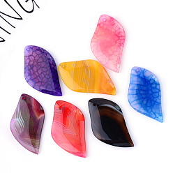 Mixed Color Natural Agate Pendants, Dyed, Nuggets, Mixed Style, Mixed Color, 49~53x29~31x5~6.5mm, Hole: 1.5~2mm