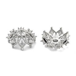 Платина Колпачки для бусин из прозрачного кубического циркония из латуни, без кадмия, без никеля и без свинца, цветок, платина, 16x6 мм, отверстие : 3 мм