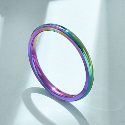 Rainbow Color Ионное покрытие (ip) 304 гладкие кольца из нержавеющей стали, Радуга цветов, 2 мм, размер США 7 1/4 (17.5 мм)