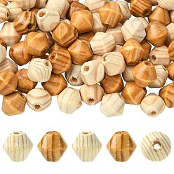 Mixed Color 100Pcs 2 Colors Bicone Unfinished Natural Wood Beads, Wooden Beads, Lead Free, Mixed Color, 16x15mm, Hole: 5mm, 50pcs/color