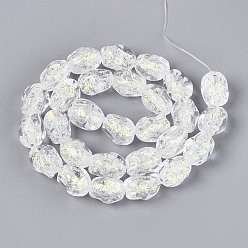 Прозрачный Ручной стеклянные фольга бисер пряди, самородки, прозрачные, 13~14.5x9.5~11x9.5~11 мм, отверстие : 1~1.4 мм, около 28 шт / нитка, 14.17~14.76 дюйм (36~37.5 см)