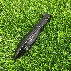 Обсидиан Резные фигурки целебного кинжала из натурального обсидиана, Украшения из камня с энергией Рейки, 120 мм
