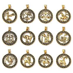 Constellation Латунные подвески, стойки покрытие, плоско-круглые, без свинца и без кадмия, долговечный, созвездие, 26x23.5x1.5 мм, отверстие : 3.8x3.4 мм