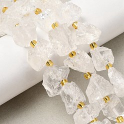 Прозрачный Сырой грубый натуральный кристалл кварца, с бисером, самородки, прозрачные, 8~18x9~15x8~11 мм, отверстие : 1.5~2 мм, около 12~13 шт / нитка, 7.48''~7.68'' (19~19.5 см)