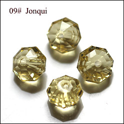 Темный Хаки Имитация Австрийские кристаллические шарики, класс AAA, граненые, восьмиугольник, Темный хаки, 10x7 мм, отверстие : 0.9~1 мм