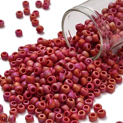 (768) Opaque Red Rainbow Matte Тохо 6/0 круглые бусины, японский бисер, (768) непрозрачный красный радужный матовый, 4 мм, отверстие : 1.5 мм, Около 168 шт / 10 г