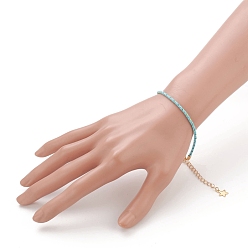 Light Blue Cotton Braided Cord Bracelets, with Golden Plated 304 Stainless Steel Star Charms and Lobster Claw Clasps, Light Blue, 7-5/8 inch(19.3cm), 2.5mm