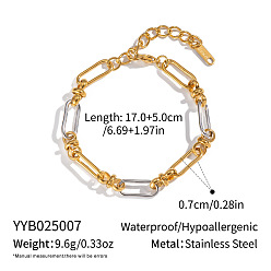 Золотой & Цвет Нержавеющей Стали 304 из нержавеющей стали цепи овальной ссылка браслеты, золотые и нержавеющая сталь цвет, 6-3/4 дюйм (17 см)