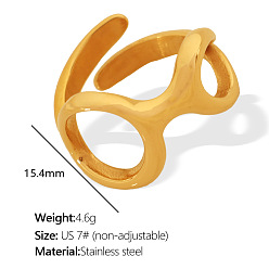 Oro Anillos abiertos de puño de acero inoxidable irregulares, dorado, tamaño de EE. UU. 304 (7 mm)