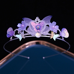 Лиловый Сплав горный хрусталь ленты для волос, аксессуары для волос для женщин и девочек, корона, сирень, 130 мм