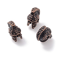 Red Copper Tibetan Style Alloy Beads, Roman Gladiator Helmet, Red Copper, 15x8.5x12mm, Hole: 2mm