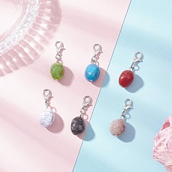 Oval Кракле непрозрачный акрил имитация бирюзы подвески украшения, Сплав с застежками когтя омара, овальные, 32.5 мм