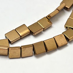 с Покрытием Меди Гальванизировать немагнитных синтетический гематит бисер пряди, квадратный, сгладить, с медным покрытием, 5x5x2 мм, отверстия: 1 mmabout 80 шт / прядь, 15.7 дюйм