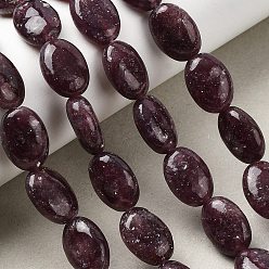Лепидолит Натуральный лепидолит / пурпурный слюдяный камень бисер пряди, овальные, 14x10x5~6 мм, отверстие : 0.7~8 мм, около 30 шт / нитка, 16.18'' (41.1 см)