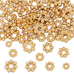 Настоящее золото 18K 80 шт. 4 стили 304 проставки из нержавеющей стали, цветок, гранулированные бусины, реальный 18 k позолоченный, 3~6x1~1.7 мм, отверстие : 0.8~1.6 мм, 20 шт / стиль