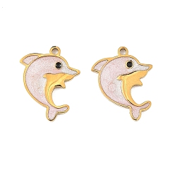 Pink 304 подвески из нержавеющей стали, прелести дельфинов, с эмалью, золотые, розовые, 18.5x15x1.5 мм, отверстие : 1.2 мм