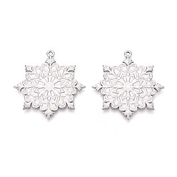 Нержавеющая Сталь Цвет 304 подвески-снежинки из нержавеющей стали, не тускнеет, цвет нержавеющей стали, 41x39x1.5 мм, отверстие : 1.8 мм