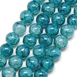 Стально-синий Выпечки окрашенные нити шарик хруст стекла, круглые, стальной синий, 6 мм, отверстие : 1.3~1.6 мм, около 133 шт / нитка, 31.4 дюйм