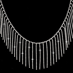 Платина Горный хрусталь чашка цепи, с фурнитурой железная и латунная, кисточка, платина, 82x3.5 мм, 1двор/шт.