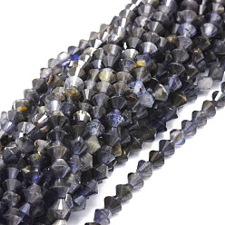 Iolite Natural Iolite Beads Strands, Faceted, Bicone, 5.5~6x5.5~6mm, Hole: 0.8mm, about 72pcs/strand, 15.55''(39.5cm)