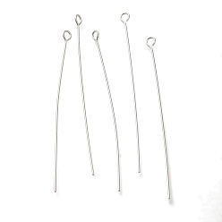 Посеребрённый Латунные булавки, без свинца и без кадмия, 925 серебро покрытием, 50x3x0.7 мм, отверстие : 1.8 мм