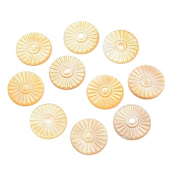Цветок Резные кабошоны из натуральной желтой ракушки, плоско-круглые, цветок, 15x2 мм