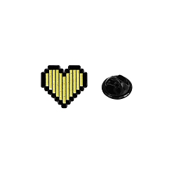 Светло-хаки Zeld пиксель сердце тема эмалированная булавка, брошь из сплава для рюкзака, светлый хаки, 14x15 мм