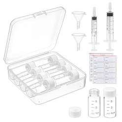Прозрачный 10шт. трубочек со стеклянными бусинами, с 2шт. 2 стилями пластиковых дозаторов для жидкостей с тупыми иглами, 2шт. пластиковый бункер-воронка и 2 листы самоклеящихся бумажных наклеек, прозрачные, 1.8x4.2 см, Внутренний диаметр: 1 cm, емкость: 10 мл (0.34 жидких унций)