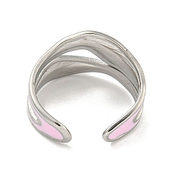 Stainless Steel Color 304 Stainless Steel Finger Ring, with Enamel, Stainless Steel Color, Adjustable