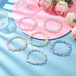 (52) Непрозрачная лаванда 6шт 6 цвета прозрачные акриловые бусины стрейч для женщин, звезда с кроликом, с абс пластмассовыми жемчужными бисером, разноцветные, внутренний диаметр: 2-1/4 дюйм (5.6 см), 1pc/ccolor