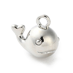 Платина Латунь прелести, без кадмия, без никеля и без свинца, дельфин, платина, 9x10x6 мм, отверстие : 1.4 мм