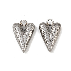 Нержавеющая Сталь Цвет 304 подвески из нержавеющей стали, шарма сердца, цвет нержавеющей стали, 18.5x12x4 мм, отверстие : 2.2 мм